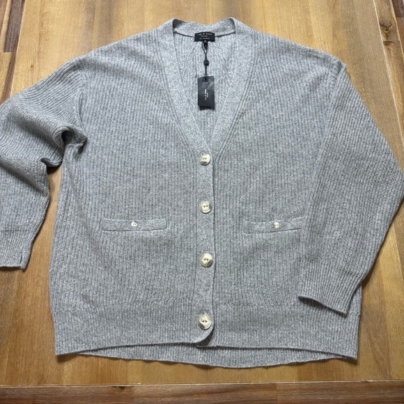 rag & bone Light Gray Ribbed Cardigan - Picture 5 of 14